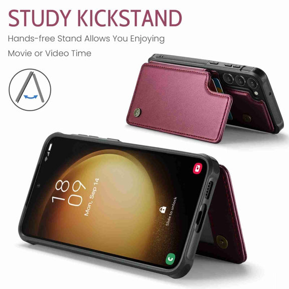 For Samsung Galaxy S23+ 5G CaseMe C22 Card Slots Holder RFID Anti-theft Phone Case(Wine Red)