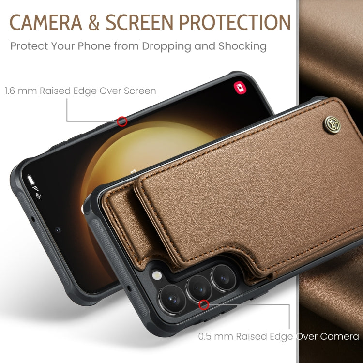 For Samsung Galaxy S23+ 5G CaseMe C22 Card Slots Holder RFID Anti-theft Phone Case(Brown) - free shipping - PMC Jewellery - Order now!