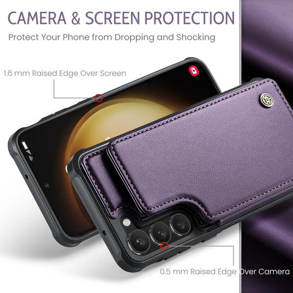 For Samsung Galaxy S23+ 5G CaseMe C22 Card Slots Holder RFID Anti-theft Phone Case(Purple)