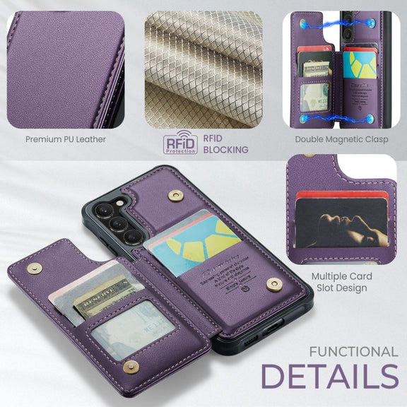 For Samsung Galaxy S23+ 5G CaseMe C22 Card Slots Holder RFID Anti-theft Phone Case(Purple)