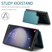 For Samsung Galaxy S23 Ultra 5G CaseMe C22 Card Slots Holder RFID Anti-theft Phone Case(Blue Green)