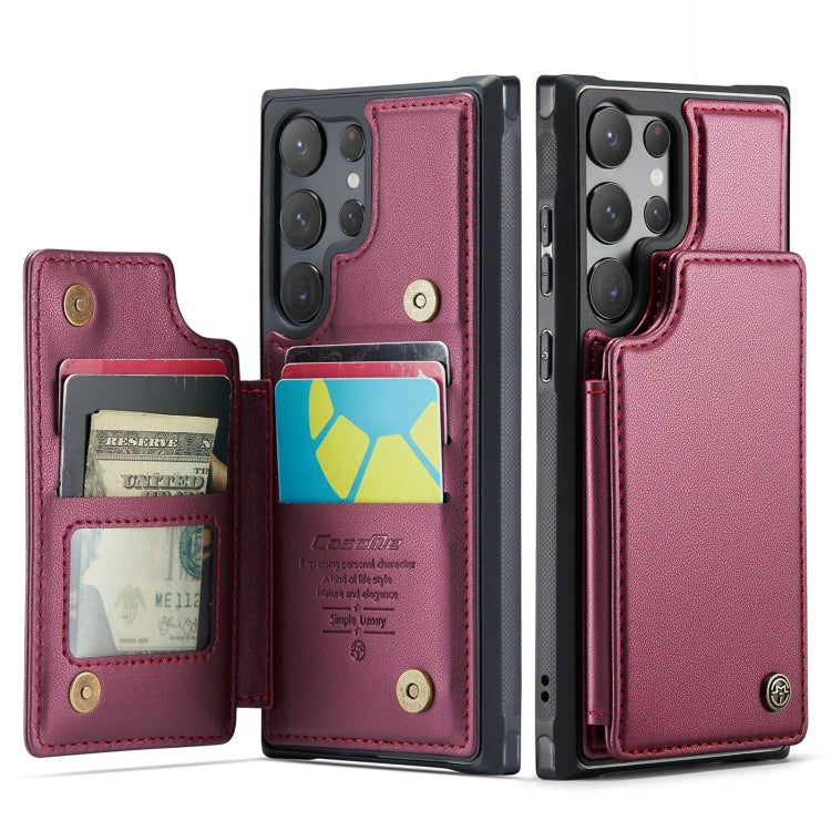 For Samsung Galaxy S23 Ultra 5G CaseMe C22 Card Slots Holder RFID Anti-theft Phone Case(Wine Red) - free shipping - PMC Jewellery - Order now!