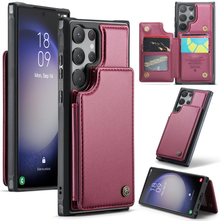 For Samsung Galaxy S23 Ultra 5G CaseMe C22 Card Slots Holder RFID Anti-theft Phone Case(Wine Red) - free shipping - PMC Jewellery - Order now!