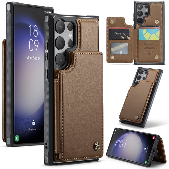 For Samsung Galaxy S23 Ultra 5G CaseMe C22 Card Slots Holder RFID Anti-theft Phone Case(Brown)