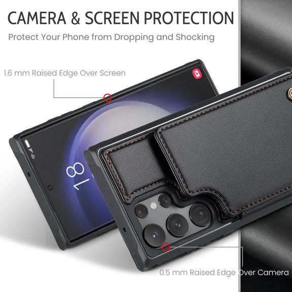 For Samsung Galaxy S23 Ultra 5G CaseMe C22 Card Slots Holder RFID Anti-theft Phone Case(Black)