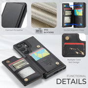For Samsung Galaxy S23 Ultra 5G CaseMe C22 Card Slots Holder RFID Anti-theft Phone Case(Black)
