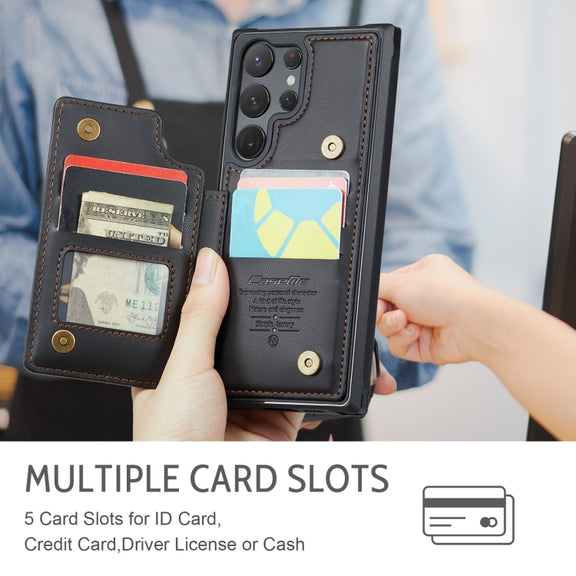 For Samsung Galaxy S23 Ultra 5G CaseMe C22 Card Slots Holder RFID Anti-theft Phone Case(Black)