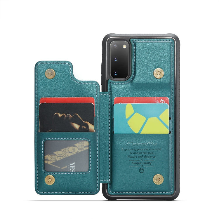 For Samsung Galaxy S20 CaseMe C22 Card Slots Holder RFID Anti-theft Phone Case(Blue Green)