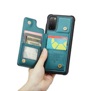 For Samsung Galaxy S20 CaseMe C22 Card Slots Holder RFID Anti-theft Phone Case(Blue Green)
