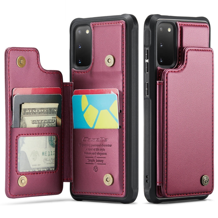 For Samsung Galaxy S20 CaseMe C22 Card Slots Holder RFID Anti-theft Phone Case(Wine Red)