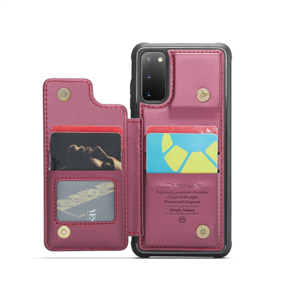 For Samsung Galaxy S20 CaseMe C22 Card Slots Holder RFID Anti-theft Phone Case(Wine Red)