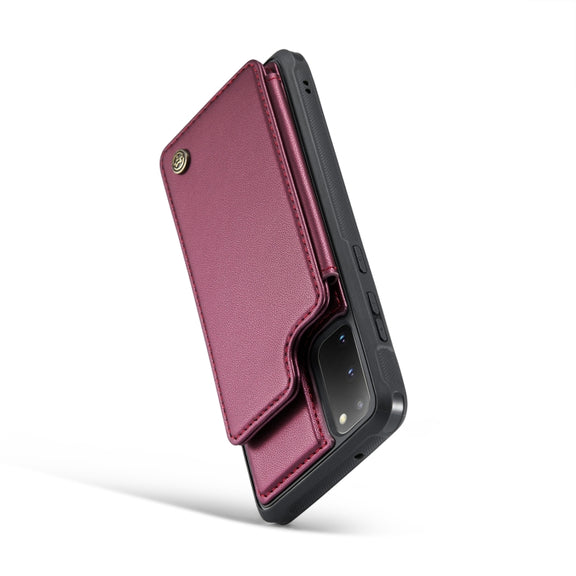 For Samsung Galaxy S20 CaseMe C22 Card Slots Holder RFID Anti-theft Phone Case(Wine Red)