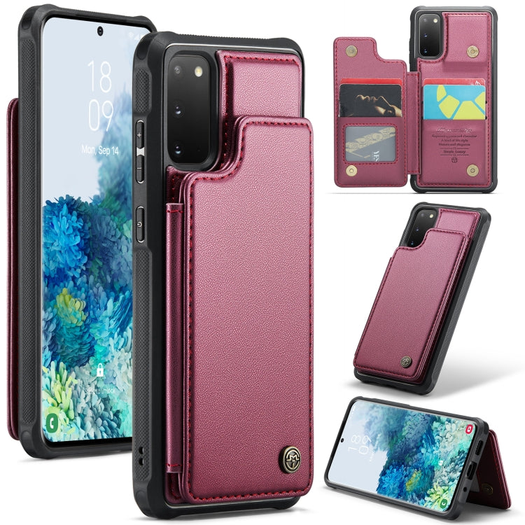 For Samsung Galaxy S20 CaseMe C22 Card Slots Holder RFID Anti-theft Phone Case(Wine Red) - free shipping - PMC Jewellery - Order now!