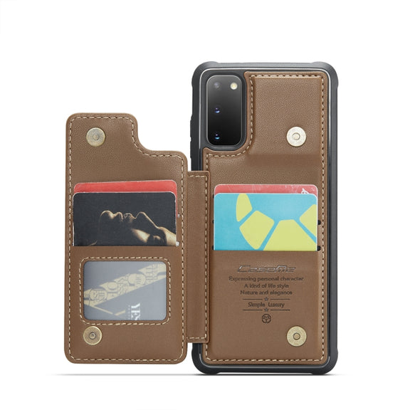 For Samsung Galaxy S20 CaseMe C22 Card Slots Holder RFID Anti-theft Phone Case(Brown)