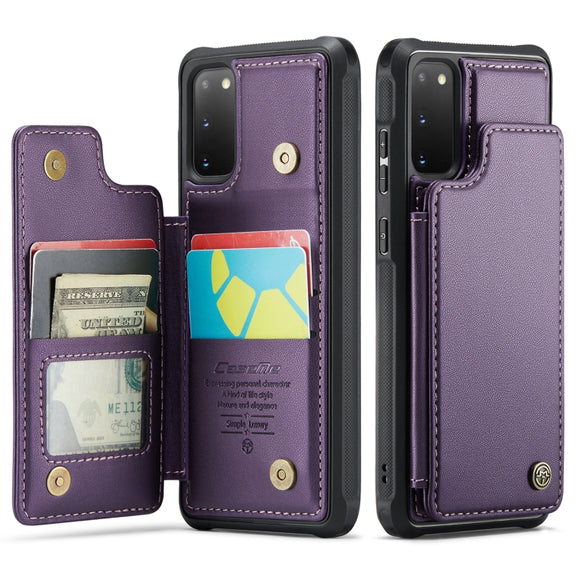 For Samsung Galaxy S20 CaseMe C22 Card Slots Holder RFID Anti-theft Phone Case(Purple)