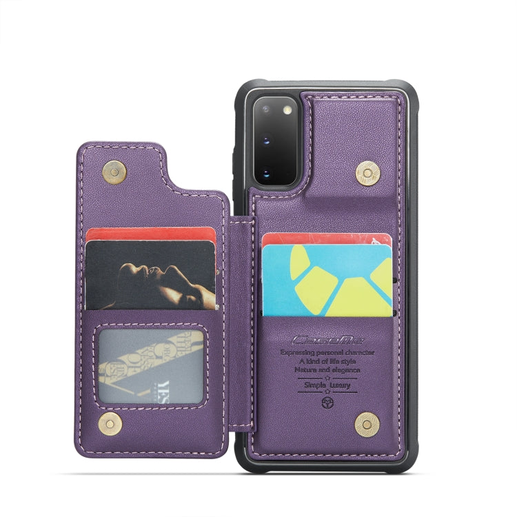 For Samsung Galaxy S20 CaseMe C22 Card Slots Holder RFID Anti-theft Phone Case(Purple)
