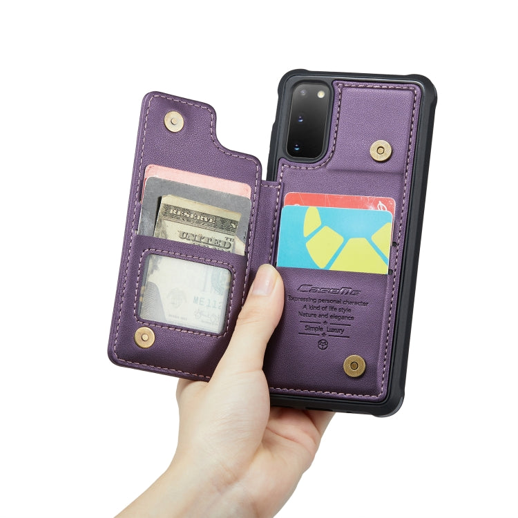 For Samsung Galaxy S20 CaseMe C22 Card Slots Holder RFID Anti-theft Phone Case(Purple)