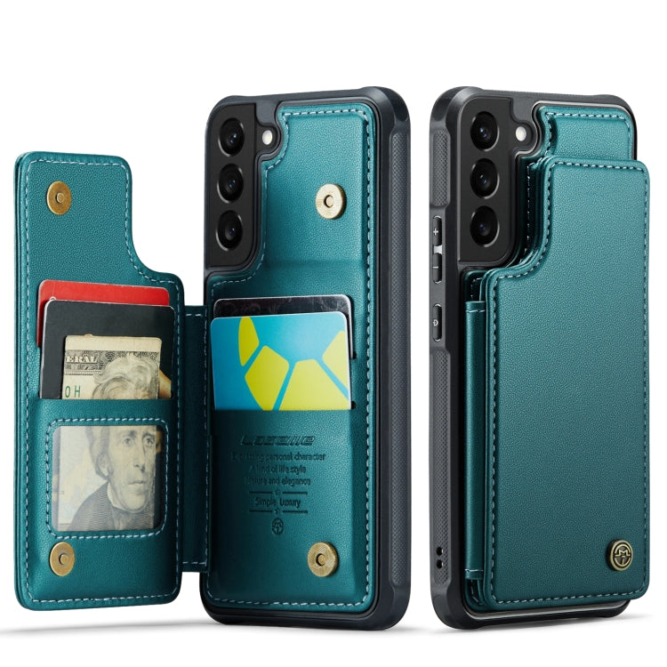 For Samsung Galaxy S21 5G CaseMe C22 Card Slots Holder RFID Anti-theft Phone Case(Blue Green) - free shipping - PMC Jewellery - Order now!