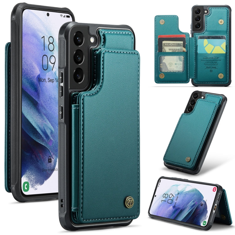 For Samsung Galaxy S21 5G CaseMe C22 Card Slots Holder RFID Anti-theft Phone Case(Blue Green) - free shipping - PMC Jewellery - Order now!
