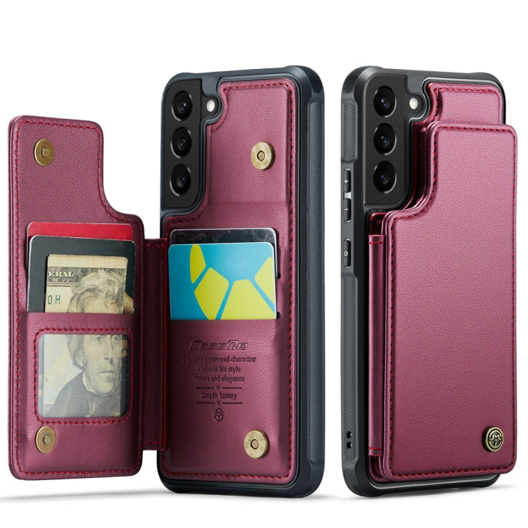 For Samsung Galaxy S21 5G CaseMe C22 Card Slots Holder RFID Anti-theft Phone Case(Wine Red) - free shipping - PMC Jewellery - Order now!