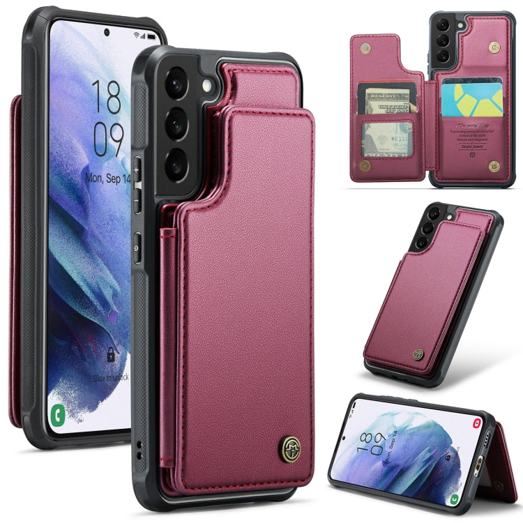 For Samsung Galaxy S21 5G CaseMe C22 Card Slots Holder RFID Anti-theft Phone Case(Wine Red) - free shipping - PMC Jewellery - Order now!