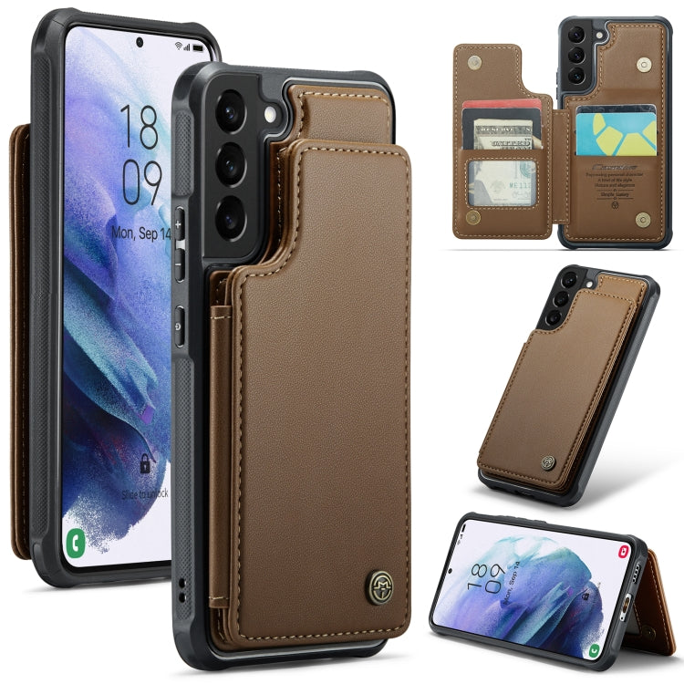 For Samsung Galaxy S21 5G CaseMe C22 Card Slots Holder RFID Anti-theft Phone Case(Brown) - free shipping - PMC Jewellery - Order now!