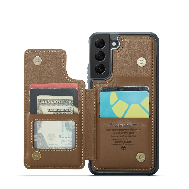 For Samsung Galaxy S21 5G CaseMe C22 Card Slots Holder RFID Anti-theft Phone Case(Brown)