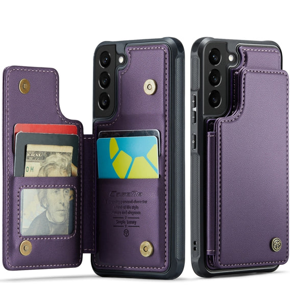 For Samsung Galaxy S21 5G CaseMe C22 Card Slots Holder RFID Anti-theft Phone Case(Purple)