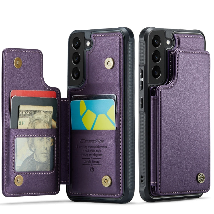 For Samsung Galaxy S21 5G CaseMe C22 Card Slots Holder RFID Anti-theft Phone Case(Purple)