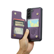 For Samsung Galaxy S21 5G CaseMe C22 Card Slots Holder RFID Anti-theft Phone Case(Purple)