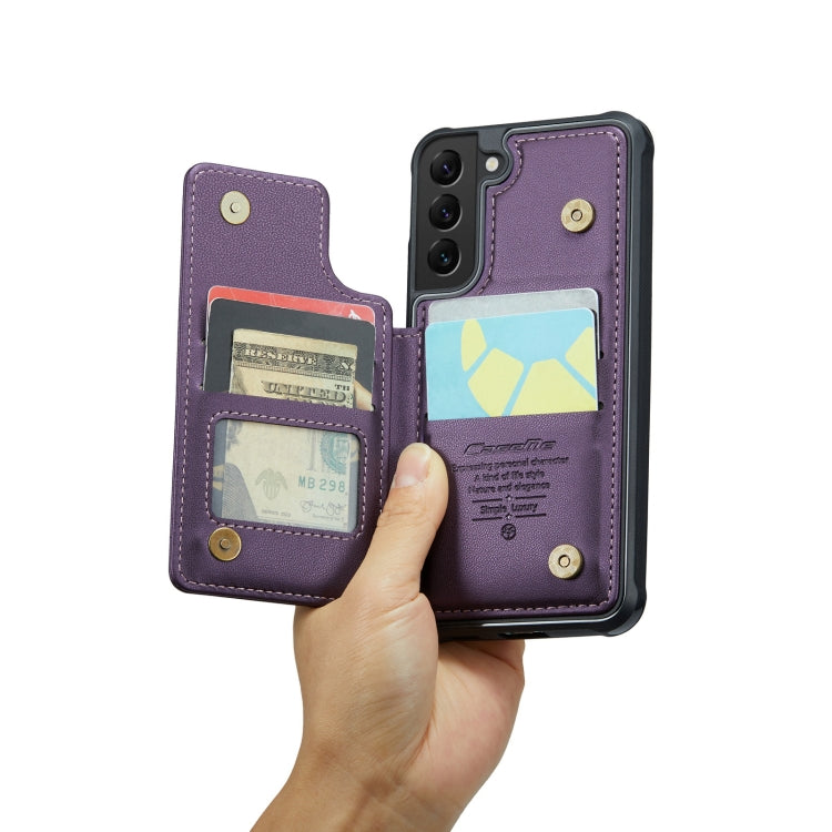 For Samsung Galaxy S21 5G CaseMe C22 Card Slots Holder RFID Anti-theft Phone Case(Purple)