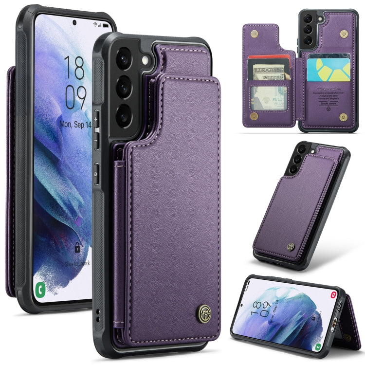 For Samsung Galaxy S21 5G CaseMe C22 Card Slots Holder RFID Anti-theft Phone Case(Purple) - free shipping - PMC Jewellery - Order now!