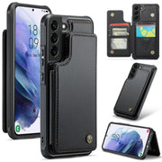 For Samsung Galaxy S21 5G CaseMe C22 Card Slots Holder RFID Anti-theft Phone Case(Black)
