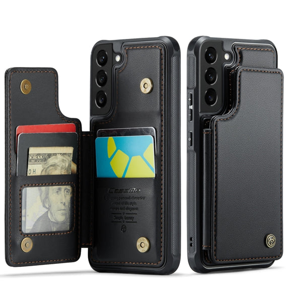 For Samsung Galaxy S21 5G CaseMe C22 Card Slots Holder RFID Anti-theft Phone Case(Black)