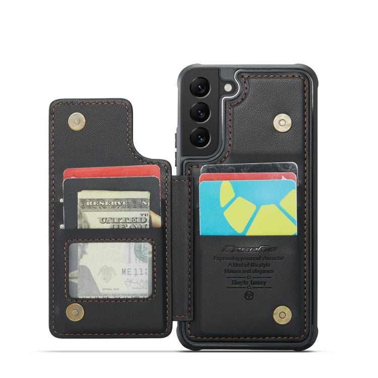 For Samsung Galaxy S21 5G CaseMe C22 Card Slots Holder RFID Anti-theft Phone Case(Black)
