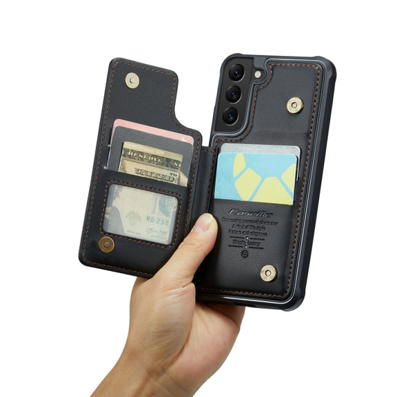 For Samsung Galaxy S21 5G CaseMe C22 Card Slots Holder RFID Anti-theft Phone Case(Black)