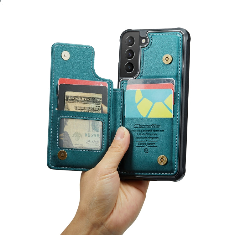 For Samsung Galaxy S21+ 5G CaseMe C22 Card Slots Holder RFID Anti-theft Phone Case(Blue Green) - free shipping - PMC Jewellery - Order now!