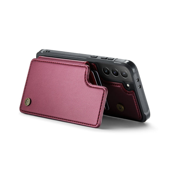 For Samsung Galaxy S21+ 5G CaseMe C22 Card Slots Holder RFID Anti-theft Phone Case(Wine Red)