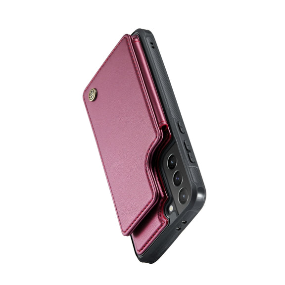 For Samsung Galaxy S21+ 5G CaseMe C22 Card Slots Holder RFID Anti-theft Phone Case(Wine Red)