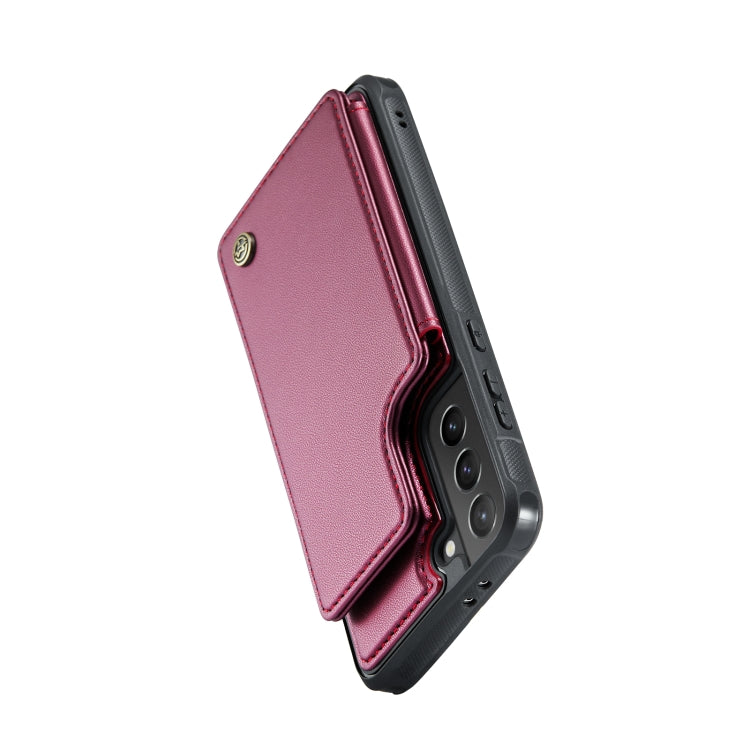 For Samsung Galaxy S21+ 5G CaseMe C22 Card Slots Holder RFID Anti-theft Phone Case(Wine Red)