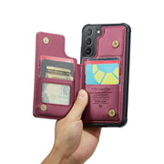 For Samsung Galaxy S21+ 5G CaseMe C22 Card Slots Holder RFID Anti-theft Phone Case(Wine Red)