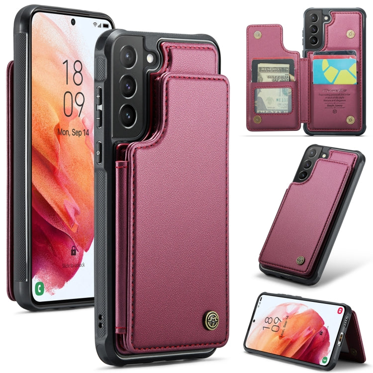 For Samsung Galaxy S21+ 5G CaseMe C22 Card Slots Holder RFID Anti-theft Phone Case(Wine Red) - free shipping - PMC Jewellery - Order now!