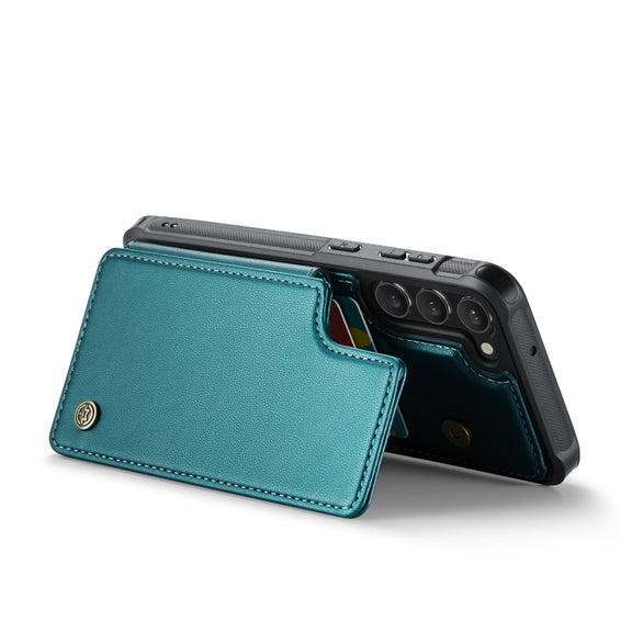 For Samsung Galaxy S23 5G CaseMe C22 Card Slots Holder RFID Anti-theft Phone Case(Blue Green)