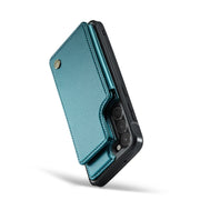 For Samsung Galaxy S23 5G CaseMe C22 Card Slots Holder RFID Anti-theft Phone Case(Blue Green)