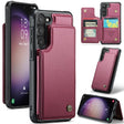For Samsung Galaxy S23 5G CaseMe C22 Card Slots Holder RFID Anti-theft Phone Case(Wine Red) - free shipping - PMC Jewellery - Order now!