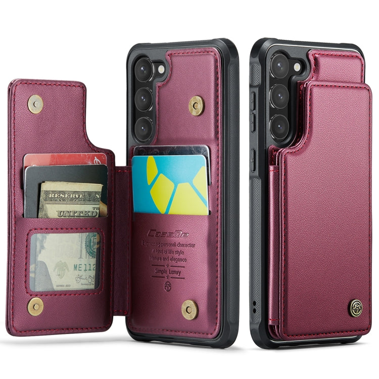 For Samsung Galaxy S23 5G CaseMe C22 Card Slots Holder RFID Anti-theft Phone Case(Wine Red) - free shipping - PMC Jewellery - Order now!