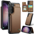 For Samsung Galaxy S23 5G CaseMe C22 Card Slots Holder RFID Anti-theft Phone Case(Brown) - free shipping - PMC Jewellery - Order now!