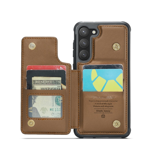 For Samsung Galaxy S23 5G CaseMe C22 Card Slots Holder RFID Anti-theft Phone Case(Brown)