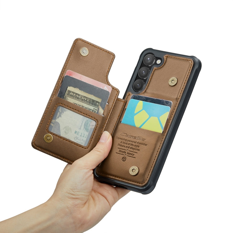 For Samsung Galaxy S23 5G CaseMe C22 Card Slots Holder RFID Anti-theft Phone Case(Brown)