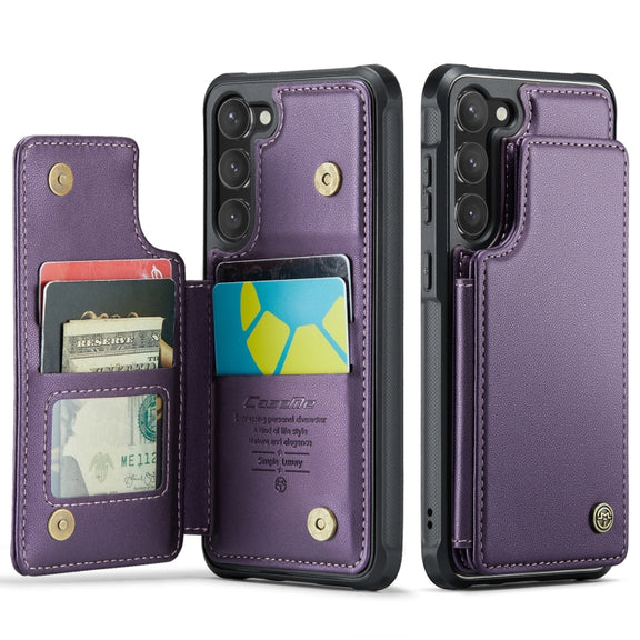 For Samsung Galaxy S23 5G CaseMe C22 Card Slots Holder RFID Anti-theft Phone Case(Purple)